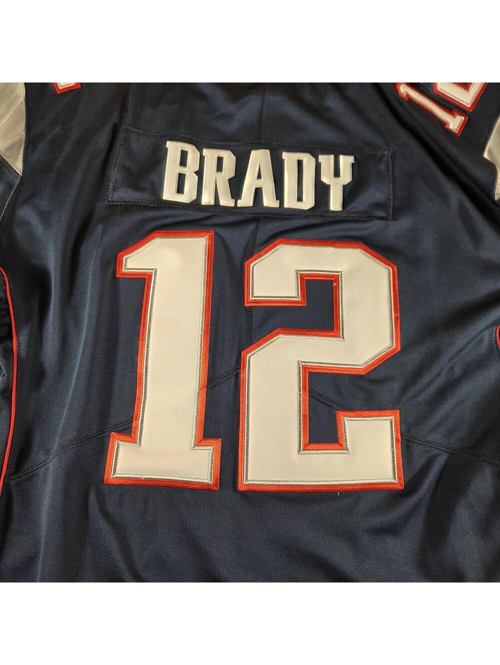 New England Patriots Jersey Mens 2XL Blue NFL Football Tom Brady 12 Nike - Picture 15 of 16